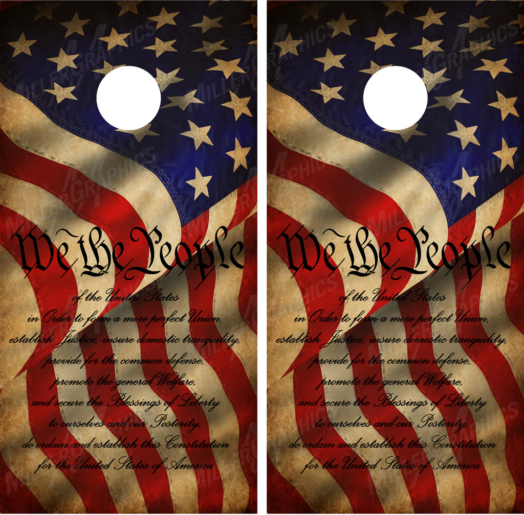 American Flag "We The People" V2 Cornhole Wraps