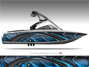 Alien (Blue) Abstract Boat Wrap Kit