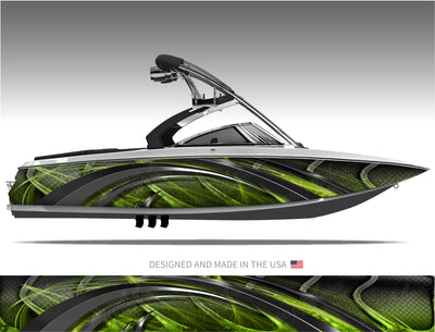Alien (Green) Abstract Boat Wrap Kit