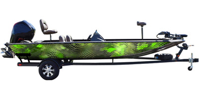 Asper (Green and Black) Abstract Camo Boat Wrap Kit