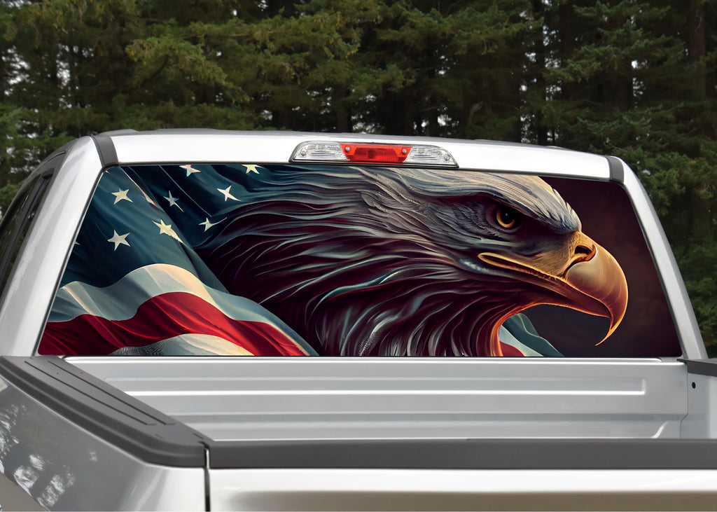 Bald Eagle V6 American Flag Rear Window Graphic | Mid Atlantic Designs