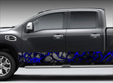 Camo "Chameleon XD2 Black and Blue" Reptile Skin Rocker Panel Decal Kit