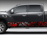 Camo "Chameleon XD2 Black and Red" Reptile Skin Rocker Panel Decal Kit