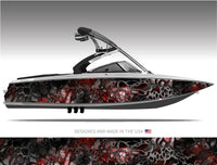 Chameleon Black and Red XD Camo Abstract Boat Wrap Kit