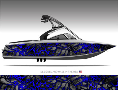 Chameleon XD2 Black and Blue Camo Boat Wrap Kit