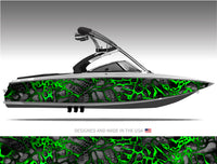 Chameleon XD2 Black and Green Camo Boat Wrap Kit