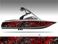 Chameleon XD2 Black and Red Camo Boat Wrap Kit