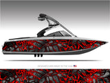 Chameleon XD2 Black and Red Camo Boat Wrap Kit