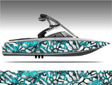Chameleon XD2 White and Aqua Camo Boat Wrap Kit