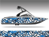 Chameleon XD2 White and Blue Camo Boat Wrap Kit