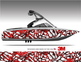 Chameleon XD2 White and Red Camo Boat Wrap Kit