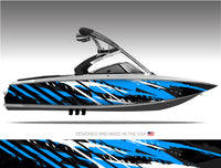 Fury (Blue) Abstract Boat Wrap Kit