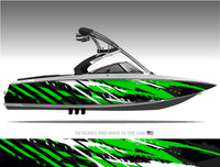 Fury (Green) Abstract Boat Wrap Kit