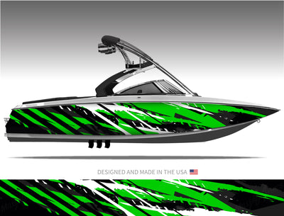 Fury (Green) Abstract Boat Wrap Kit