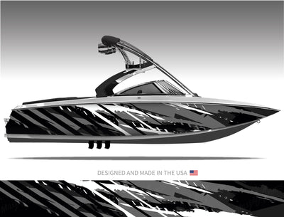 Fury (Grey) Abstract Boat Wrap Kit