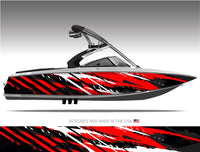 Fury (Red) Abstract Boat Wrap Kit