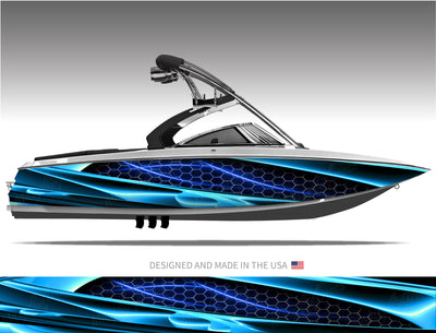 Fusion (Aqua) Abstract Boat Wrap Kit