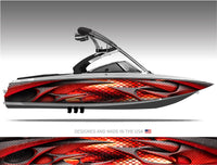 Hydroplane (Red) Diamond Plate Metal Boat Wrap Kit