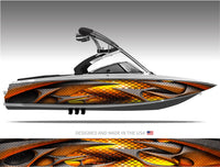 Hydroplane (Orange) Diamond Plate Metal Boat Wrap Kit