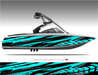 Iguana (Aqua) Abstract Boat Wrap Kit