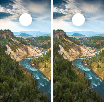 Mountains River Scenery V2 Cornhole Wraps