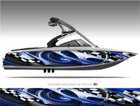 Overdrive (Blue) Abstract Boat Wrap Kit