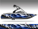 Overdrive (Blue) Abstract Boat Wrap Kit