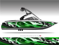 Overdrive (Green) Abstract Boat Wrap Kit
