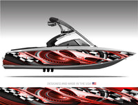 Overdrive (Red) Abstract Boat Wrap Kit