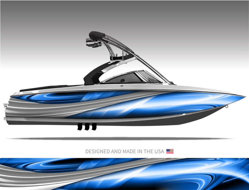 Shockwave (Blue) Abstract Boat Wrap Kit | Mid Atlantic Designs