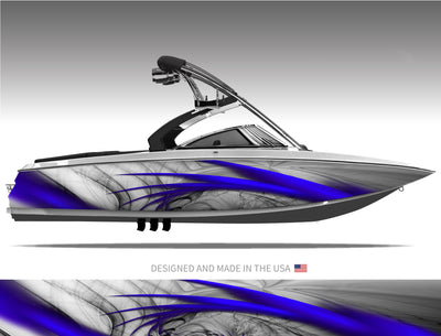 Sidewinder (Blue) Abstract Boat Wrap Kit