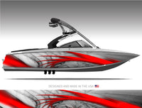 Sidewinder (Red) Abstract Boat Wrap Kit