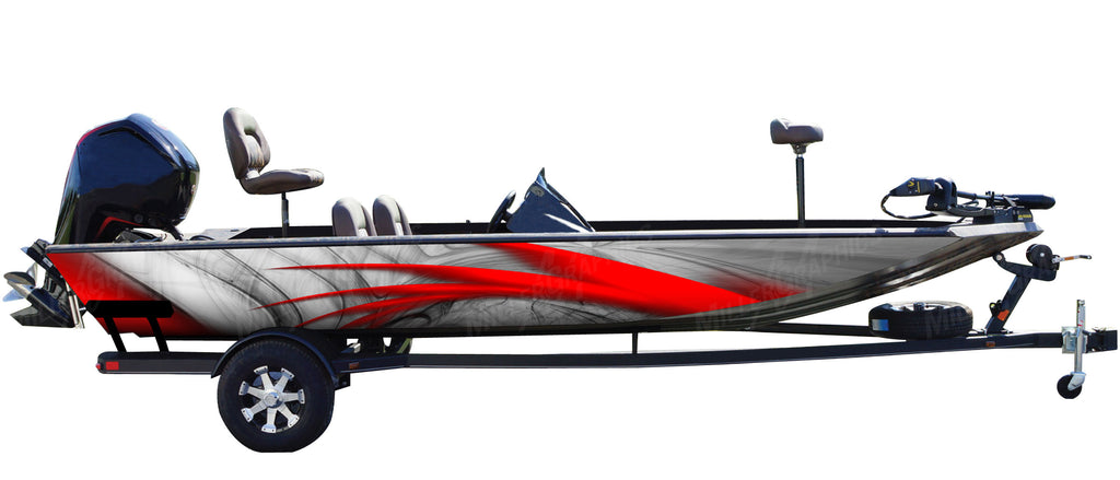 Redfish Rocker Panel Wrap Sidewinder (Red) Abstract Boat Wrap Kit | Mid Atlantic Designs