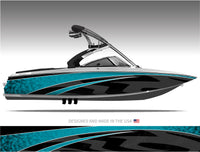 Stealth (Aqua) Abstract Boat Wrap Kit