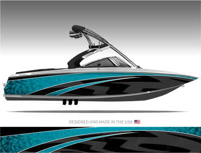 Stealth (Aqua) Abstract Boat Wrap Kit
