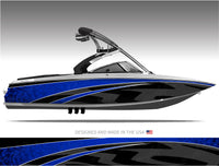 Stealth (Blue) Abstract Boat Wrap Kit