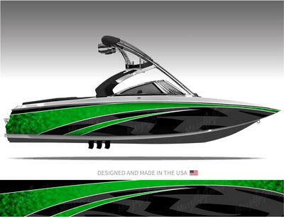 Stealth (Green) Abstract Boat Wrap Kit