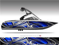 Stingray (Blue) Abstract Boat Wrap Kit