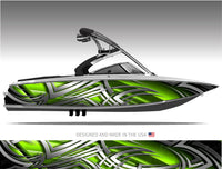 Stingray (Green) Abstract Boat Wrap Kit