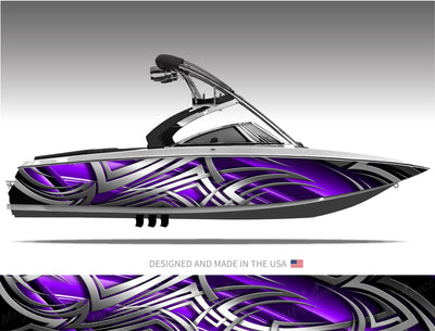 Stingray (Purple) Abstract Boat Wrap Kit