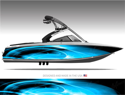 The Abyss (Blue) Abstract Boat Wrap Kit