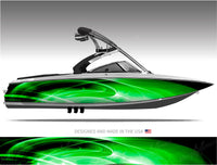 The Abyss (Green) Abstract Boat Wrap Kit