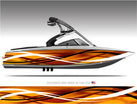 Vendetta (Copper) Orange Abstract Boat Wrap Kit