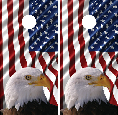 American Flag Bald Eagle #2 Cornhole Wraps