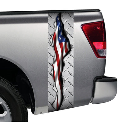American Flag Ripped Metal Diamond Plate