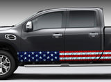 American Flag Diamond Plate Rocker Panel Decal Kit