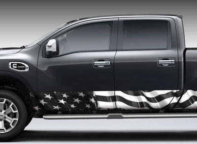 American Flag (black and white) Rocker Panel Decal Kit