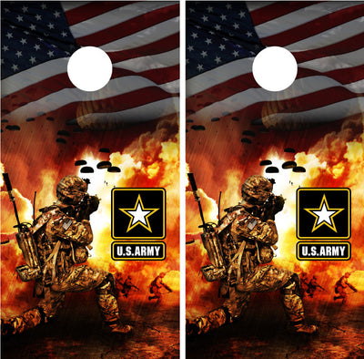 Army Solider Battle American Flag Cornhole Wraps