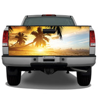 Beach Ocean Sunset Palm Trees Tailgate Wrap