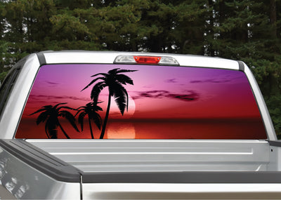 Beach Palm Trees #11 Tropical Sunset Rear Window Decal